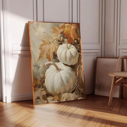 ZeeLionArt Diamond Art Kit, White Pumpkin Maple Leaves, 12 x 16 Inch - color: DP04340