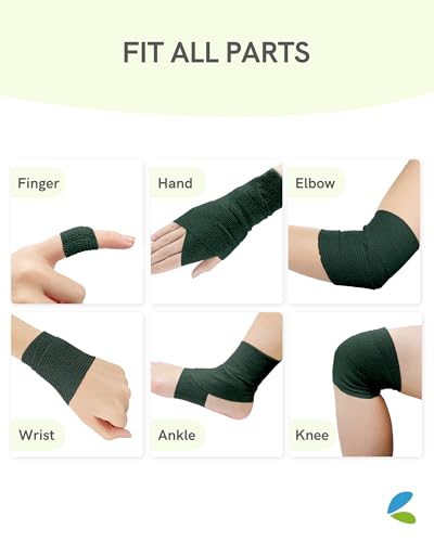 FriCARE Self Adhesive Bandage Wrap, Medical Tape in First Aid Kit - color: Hunter Green