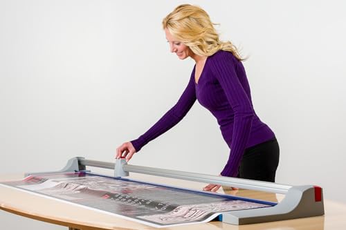 Dahle 472 Premium Rolling Trimmer, 72" Cut Length, 12 Sheet Capacity, Self-Sharpening, Automatic Clamp, German Engineered Paper Cutter - size: 72" Cut Length