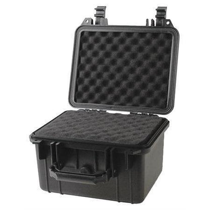 Duratool Black Weatherproof Equipment Case, Polypropylene Construction with Foam Insert, 10.5" x 9.5" x 7“ (L x W x H)