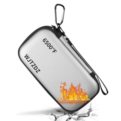 6500°F Hard Fire-Resistant Power Bank Case,Waterproof Electronic Organizer Travel Bag,Shockproof EVA Carrying Case for Cell Phones/Earbuds,Travel Gadgets for Cables,SD Memory Card,Camera Chips - color: Silver, size: Small Size