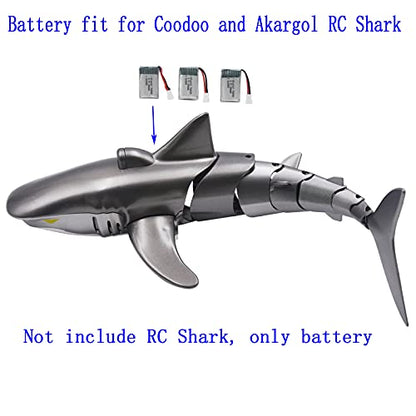 Blomiky 3 Pack 3.7V 300mAh Battery with MX2.0 Plug Replacement for 1/18 Scale Remote Control Shark T12 Battery 3