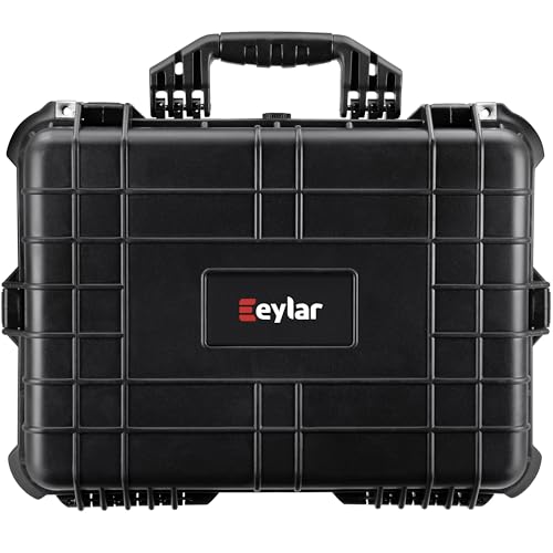 Eylar 20" Large Hard Case Equipped With Ragar Reconfigurable & Reusable XP Crosslinked Foam Insert, Waterproof, Shockproof For Equipment, Drones And Cameras (2 Ragar Layers) (Black)