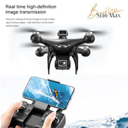 ikaufen S116 Drone with Camera for Adults GPS RC Drone With 4K HD Dual Camera WiFi FPV Foldable Quadcopter Aircraft +1 Battery - size: S116 Dual Camera No Screen Control + 1 Battery