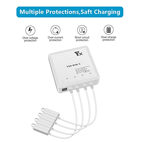 Hanatora Fast Battery Charger for DJI Mini 4 Pro, Mini 3 Pro Drone - 6 in 1 Rapid Multi Parallel Charging Hub Accessories