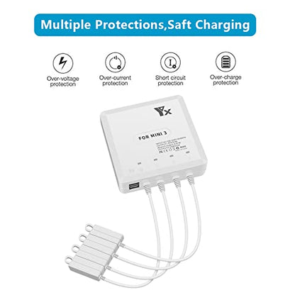 Hanatora Fast Battery Charger for DJI Mini 4 Pro, Mini 3 Pro Drone - 6 in 1 Rapid Multi Parallel Charging Hub Accessories