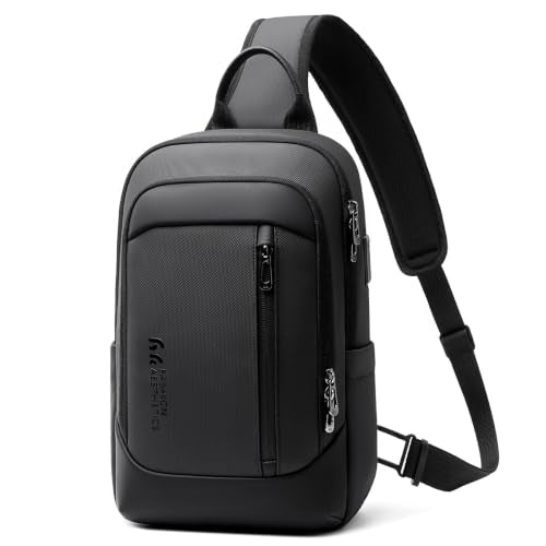Crossbody Sling Chest Shoulder Bag for Men Women with USB Charging Port