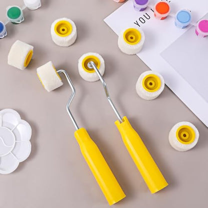 4/5 Inch Mini Paint Roller, Foam Paint Roller, Tiny Painting Tool for Touch Up Trim Edge or Corner (2 Brush + 10 Rollers + 1 Wrench)