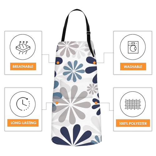Britimes Apron with Pockets, 32x28 inch, 2 Pack, Grey Daisy - color: Flowers Daisy