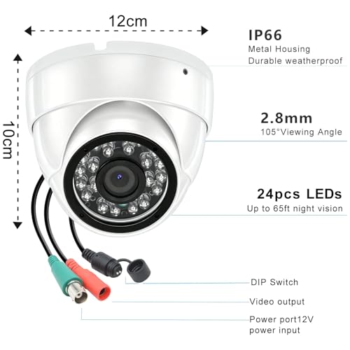 1080P Analog Camera, Dome Camera 4-in-1 (TVI/AHD/CVI/960H Analog) - style: Dome
