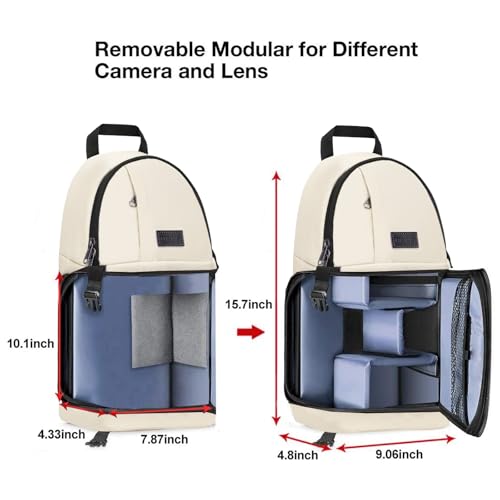 MOSISO Camera Sling Bag, Photography Shoulder Bag Compact Camera Backpack - color: Beige