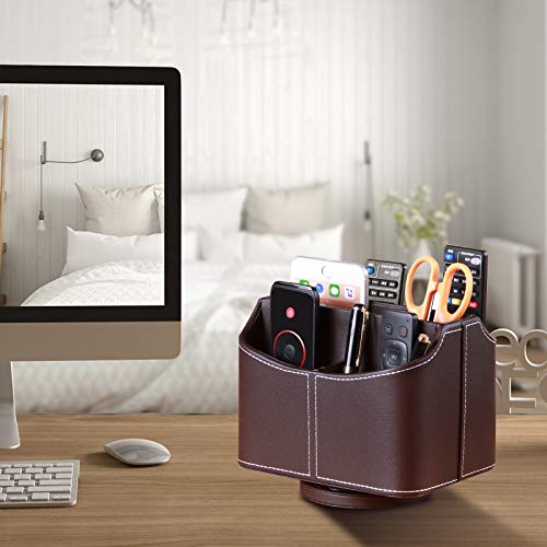 360° Spinning Remote Control Holder,TV Remote Caddy for Nightstand Table - color: Coffee
