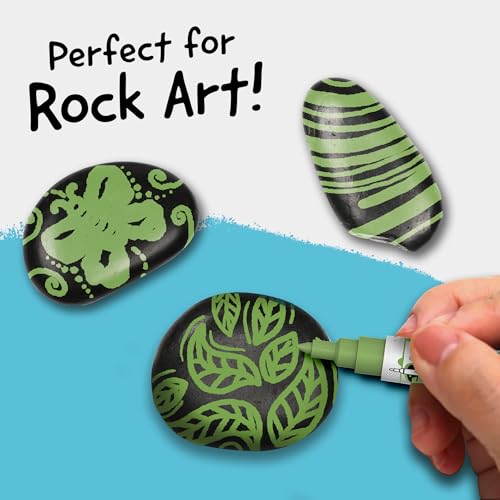 4 Acrylic Dual Tip Green Paint Pen Metallic for Wood, Metal - color: Green