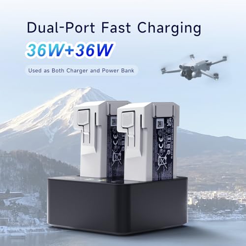 LIMETA Two-Way Fast Charging Hub for DJI Mini 4 Pro/Mini 3/3 Pro Battery, Multifunction Drone Charger with Storage Charge LCD Display Smart APP Controller