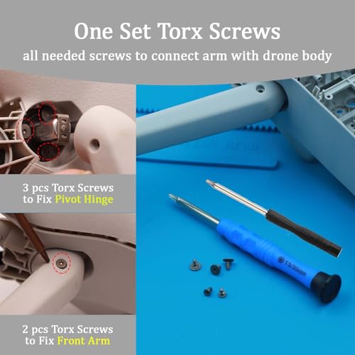 iMusk 5 pcs Original Pivot Hinge Torx Screws for DJI Mini 3/4/5 Pro Drones (3 pcs for Drone Body Securing and 2 pcs for Front Arm Securing), T5/T4 Screwdriver Included