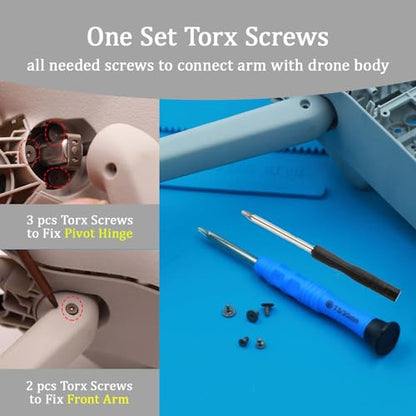 iMusk 5 pcs Original Pivot Hinge Torx Screws for DJI Mini 3/4/5 Pro Drones (3 pcs for Drone Body Securing and 2 pcs for Front Arm Securing), T5/T4 Screwdriver Included
