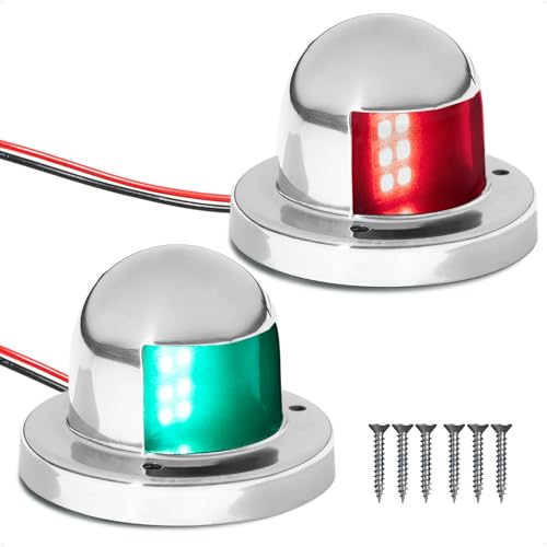 Five Oceans Boat Navigation Lights - LED Bow Light, Navigation Lights for Boats LED Red and Green, Boat Lights Navigation Horizontal Mount Sidelight, 12V, USCG Rules 2NM - FO4431-C1 - style: Sidelights