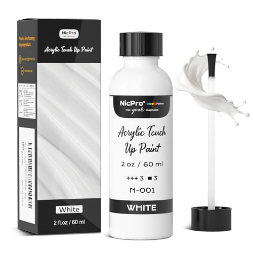 Nicpro White Touch Up Paint, 2oz/60ml High Gloss Acrylic Touch Up Paint Pen - color: White