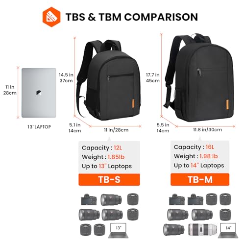 TARION Small Camera Backpack for Photographers Compact 12L Black TB-S - color: Black, size: Small