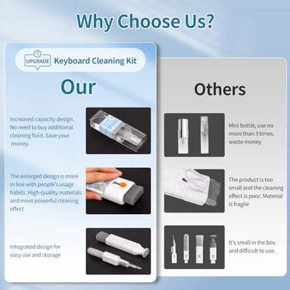 Keyboard Cleaner, Multi-Function Cleaning Kit for MacBook, Laptop, Computer - color: Bright White