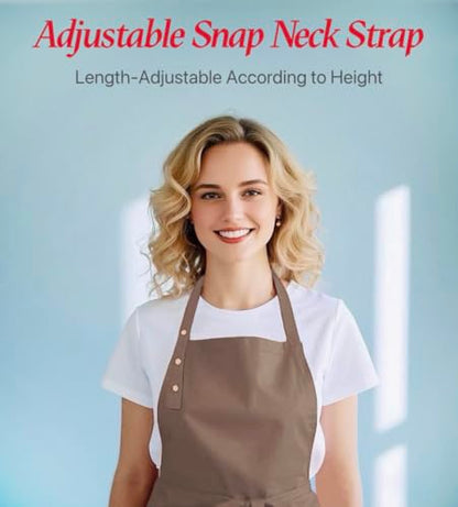 Aprons for Women Men, Water-Resistant Kitchen Aprons for Cooking - color: Brown