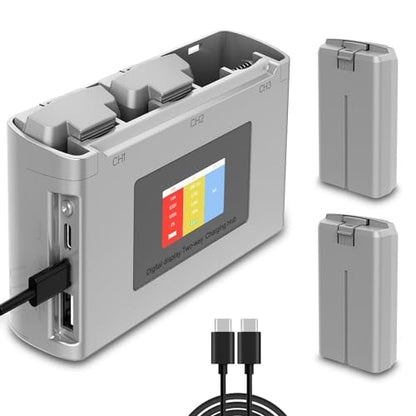Anegine Mini 4K Battery for DJI Mini 2/4K and Charging Hub, 2-Pack 2400mAh