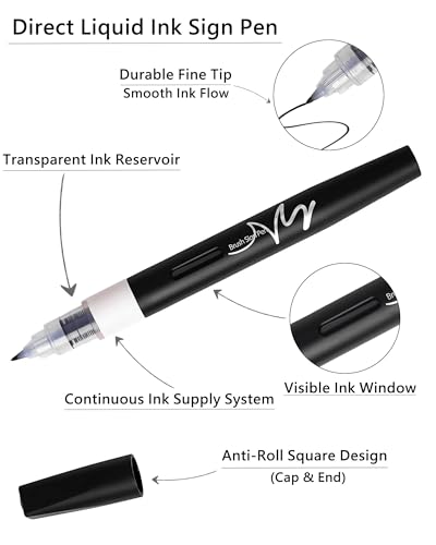 ROSYMENG Calligraphy Brush Pens, 4‑Pack, Soft & Hard Tip Sign Pens Marker