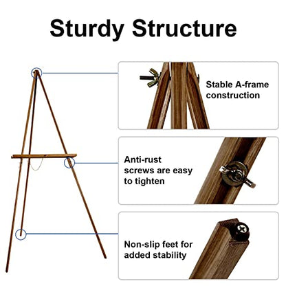 Falling in Art 65" A-Frame Wooden Tripod Easel Stand (Brown) - color: Brown-1 Pack