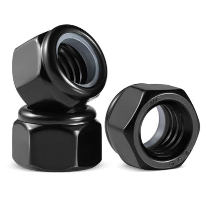 100Pcs #6-32 Lock Nuts, Nylon Insert Locknuts 304 Stainless Steel 18-8 SS Black Zinc Plated Self-Locking Nuts, Coarse Thread Hex Nylock Nut - size: #6-32