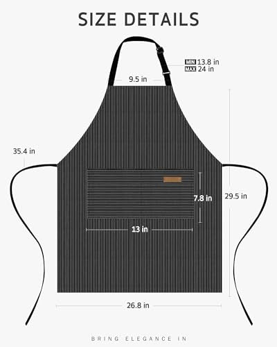 Syntus Chef Apron for Men Women with Pockets, Thick Grilling BBQ Apron - color: Black/White