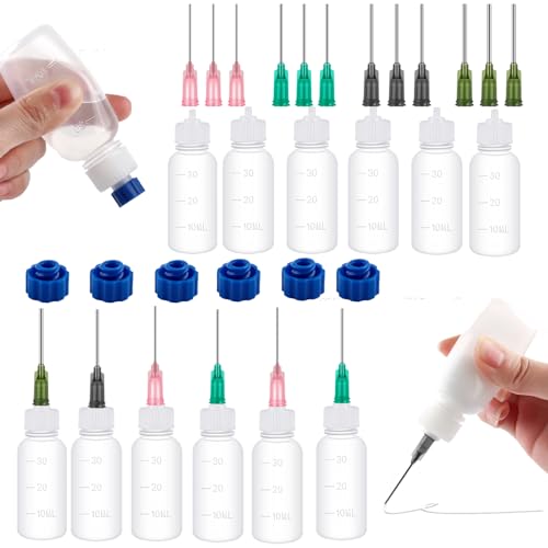 BAOFALI 12PCS 30ml Plastic Squeezable Dropper Bottles with Blunt Needle Tips for Glue, Paint, Craft and Oil Applications - color: 12PCS