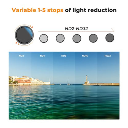 K&F CONCEPT 72mm Variable ND2-32 (1-5 Stops) & Polarizing Lens Filter in 1 - size: 72mm