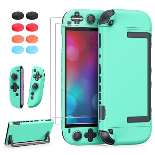 FYOUNG Switch 2 Protective Case&Screen Protector Set, Dockable Cute Cover - color: Light Green, size: for switch 2 7.9inch