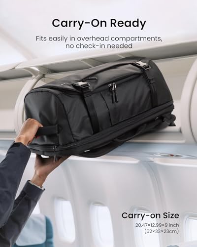 tomtoc Travel Backpack 40L, TSA Carry On Bag Flight Approved, PFAS Free - color: Black-ripstop, size: 40L