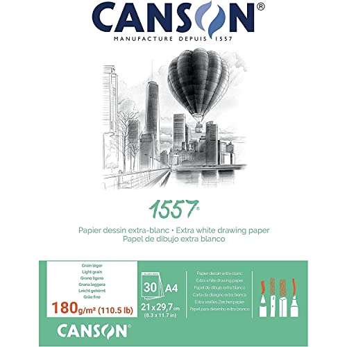 CANSON 1557 Extra White 180gsm A4 Drawing Paper 30 Sheets