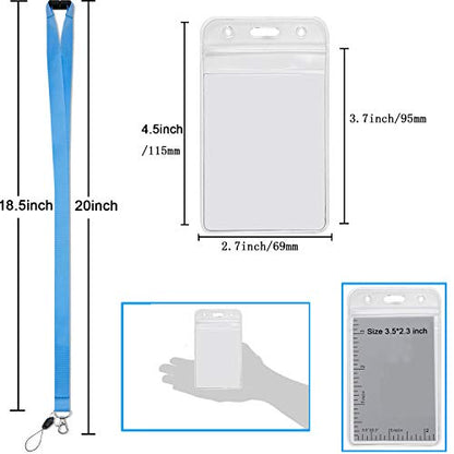 7Pack Multicolor Lanyards Quick Release with Clear Vertical ID Badge Holder - color: 7 Colors Lanyard With Vertical Badge Holder