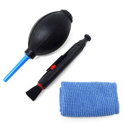 Honbay 3-in-1 Camera Cleaning Kit: Air Blower, Cloth, Pen - Black Silicone for Optics