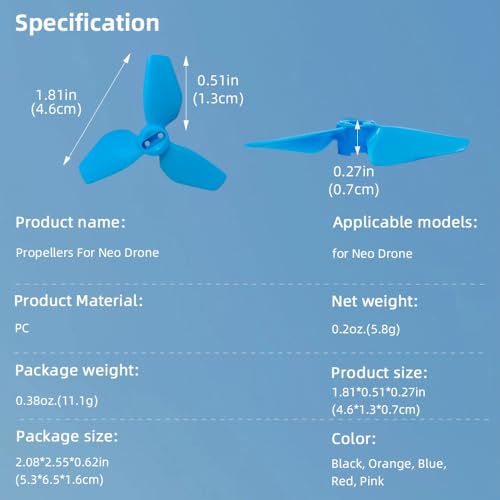sea jump 8PCS Propeller Suitable for DJI NEO Drone Accessories Handheld Quadcopter Drone 2016S Propeller Blades (Blue) - color: Blue