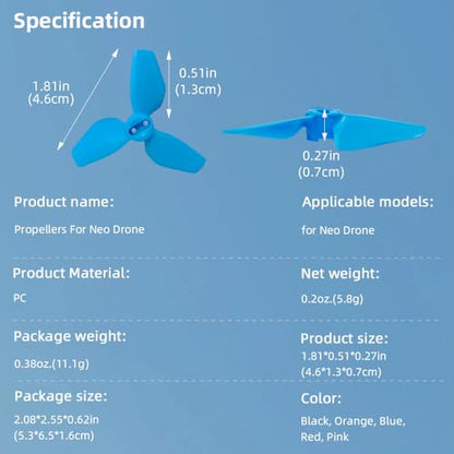 sea jump 8PCS Propeller Suitable for DJI NEO Drone Accessories Handheld Quadcopter Drone 2016S Propeller Blades (Blue) - color: Blue