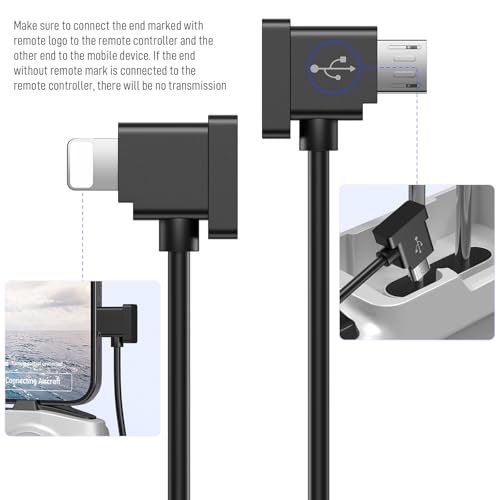 for DJI Micro USB to for Lightning Remote Controller Cable for Mavic Air - color: TPE Black, style: TPE Black