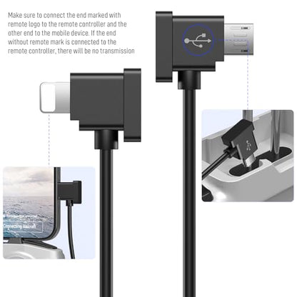for DJI Micro USB to for Lightning Remote Controller Cable for Mavic Air - color: TPE Black, style: TPE Black
