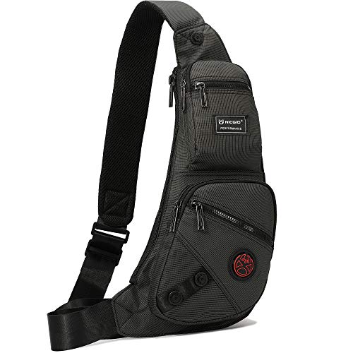 NICGID Sling Bag Chest Shoulder Backpack Crossbody Daypack for Men Women - color: Black-1