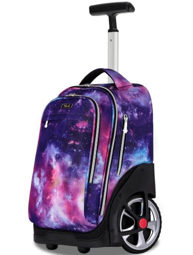 NEW TILAMI 19 Inch Rolling Backpack for School Stair-Climbing Big Wheel - color: Purple Starry