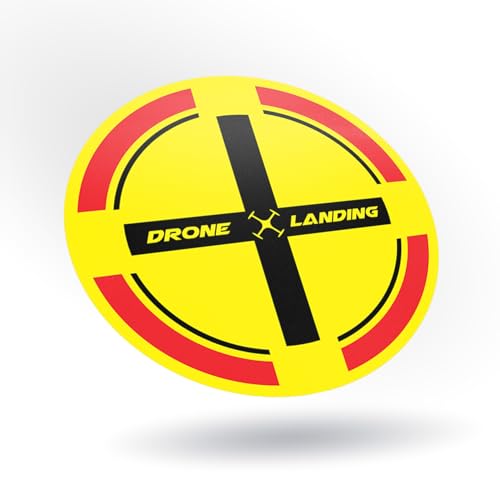 Drone Landing Pad Case Decal Sticker – 5.5" Vinyl – Choose Color/Design – FPV & DJI Case Marker – Weatherproof UV-Printed by KCD (Classic Circle, Red/Black on Yellow) - color: Red/Black on Yellow, style: Classic Circle
