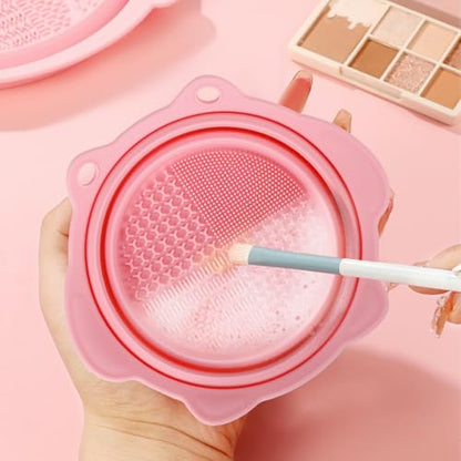Vodolo Paint Brush Cleaner Mat,Foldable Silicone Paint Brush Cleaner Bowl,Portable Cleaning Tool for Paintbrush,Painting Artist Accessories