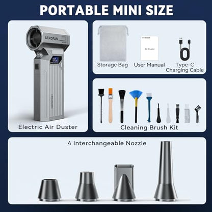Compressed Air Duster, 160000RPM Cordless Electric Air Duster, LED Light