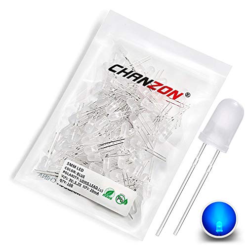 CHANZON 100 pcs 5mm Blue Diffused LED Diode Lights(DC 3V 20mA) - color: E) White-blue (100pcs)