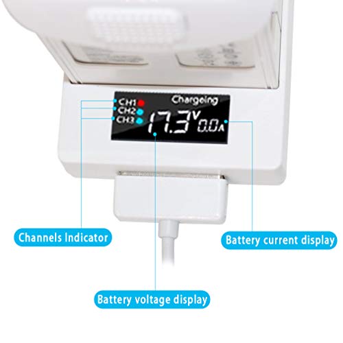 Hanatora Battery Charging Hub for DJI Phantom 4/4 Advanced/4 Pro V2.0/4 Pro Plus Obsidian, 3 in 1 Multiple Charger with Charge Indicator LCD Display