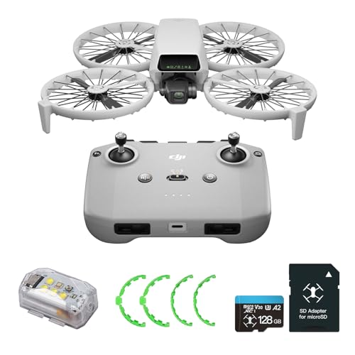 DJI Flip Drone(RC-N3)with 128GB MicroSD Card, Propeller Guard, Strobe Light