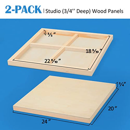 Falling in Art 2 Pack 20x24 Unfinished Birch Wood Panels Kit for Painting - size: 20*24 2-pack